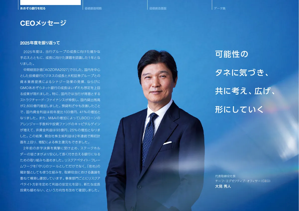 株式会社あおぞら銀行「統合報告書 ディスクロージャー誌 2026 本編」6 ページ目