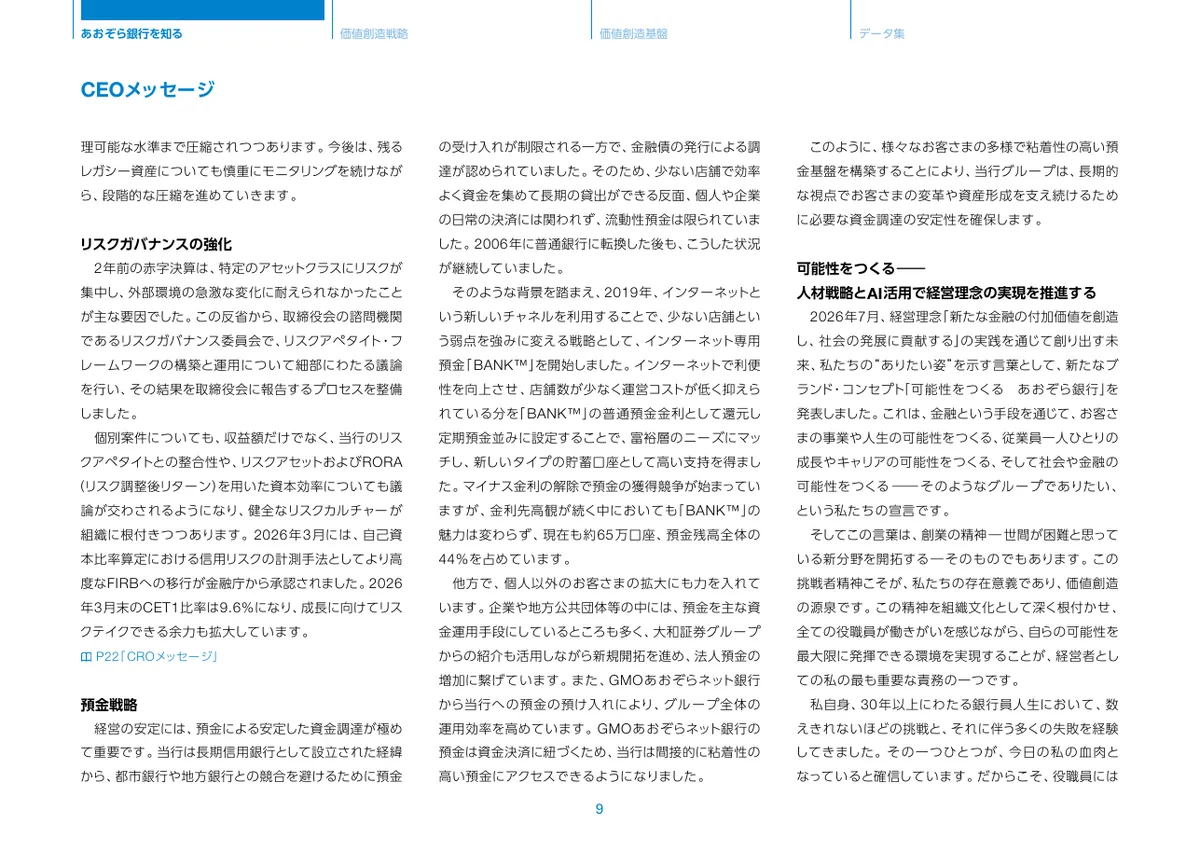 株式会社あおぞら銀行「統合報告書 ディスクロージャー誌 2026 本編」10 ページ目