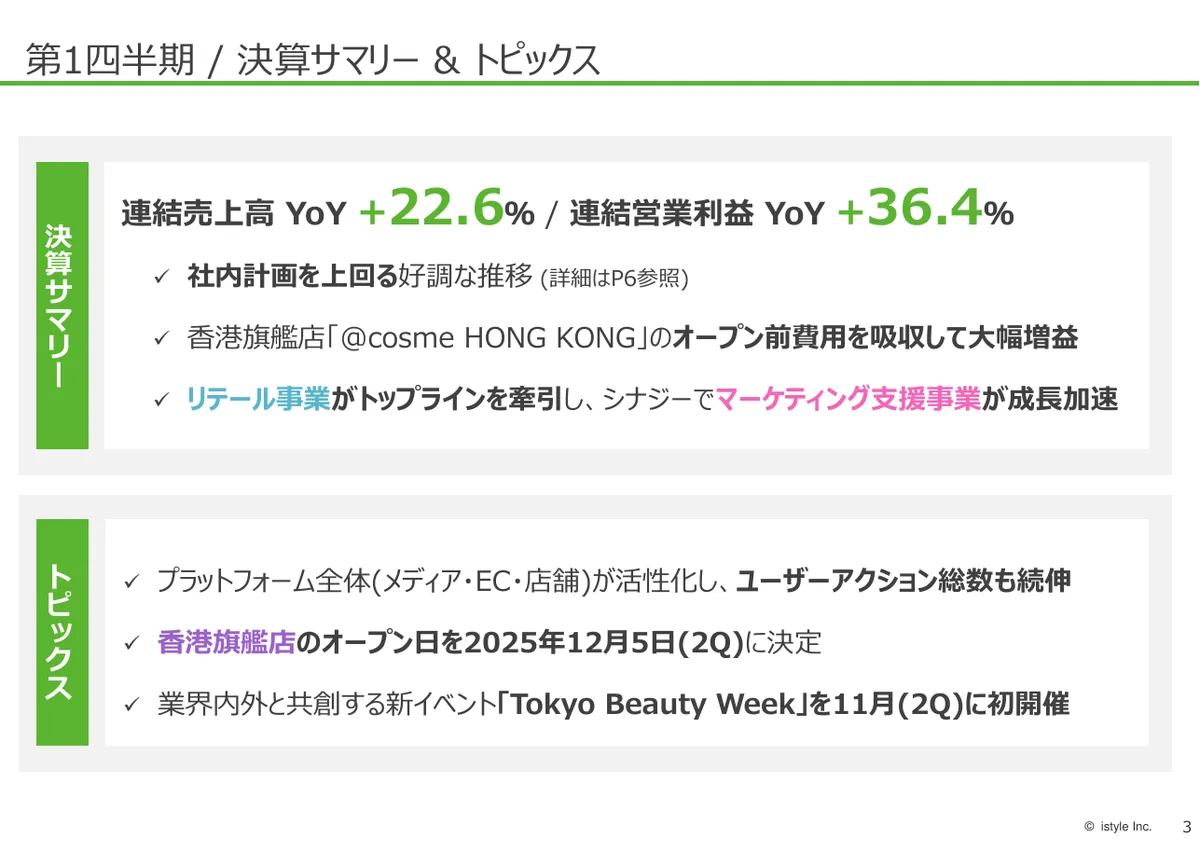 株式会社アイスタイル「2026年6月期 第1四半期 決算説明資料」4 ページ目