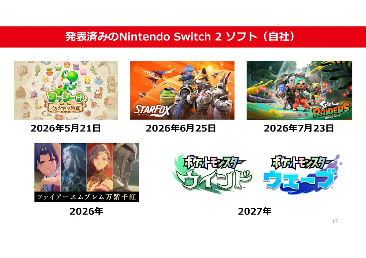 任天堂株式会社「2026年3月期 決算説明資料」17 ページ目