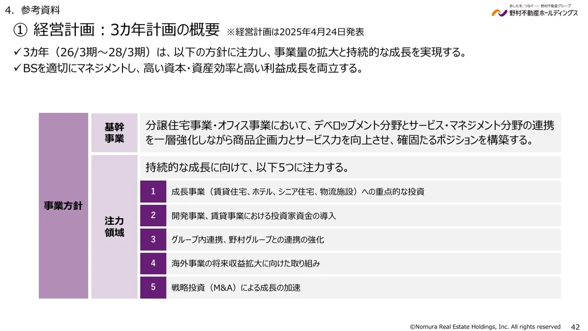 野村不動産ホールディングス株式会社「2026年3月期 決算説明資料」42 ページ目