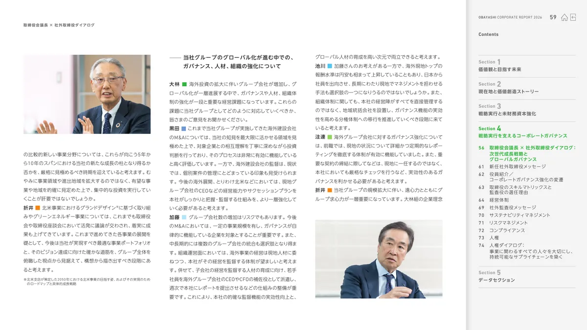 株式会社大林組「OBAYASHI コーポレートレポート 2026（統合報告書）」60 ページ目