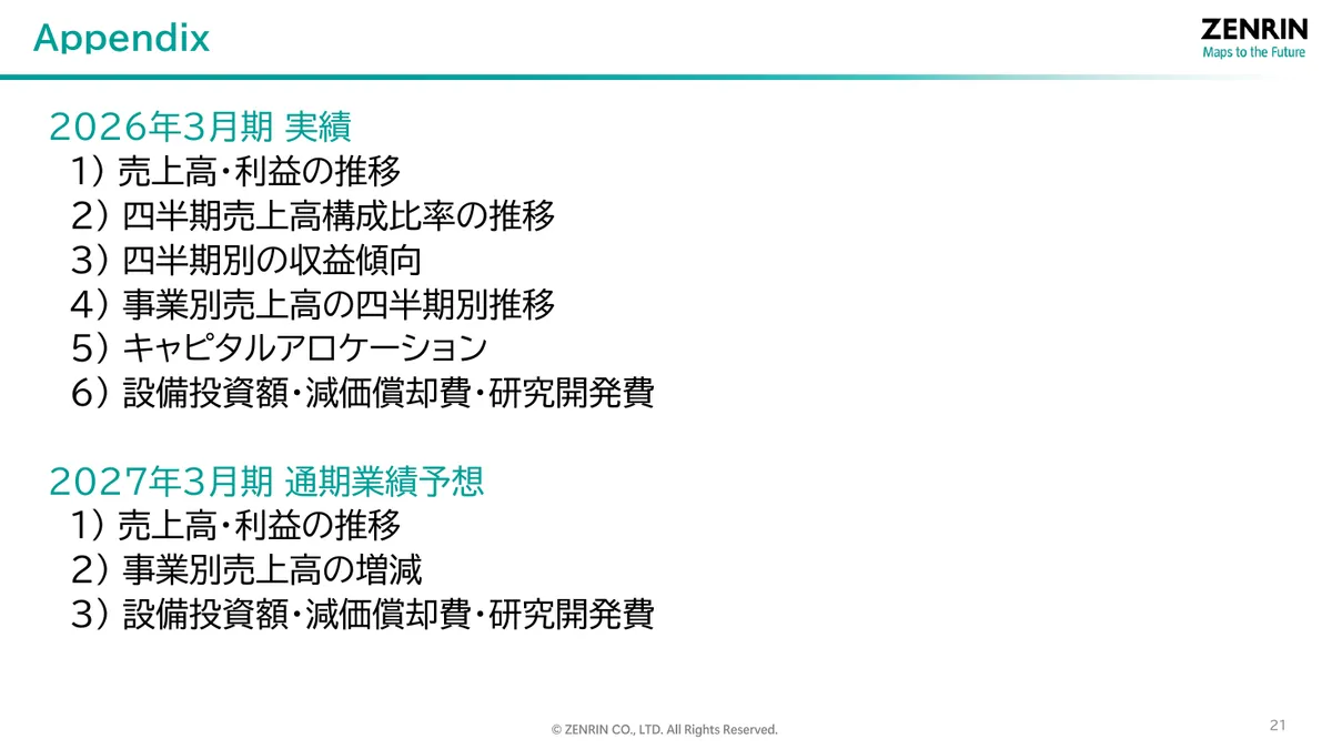 株式会社ゼンリン「2026年3月期 決算説明資料」22 ページ目
